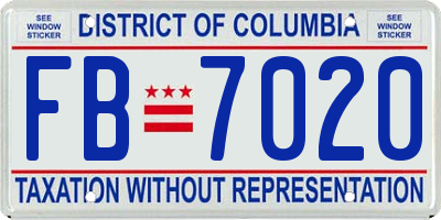 DC license plate FB7020