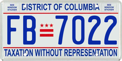 DC license plate FB7022