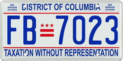 DC license plate FB7023