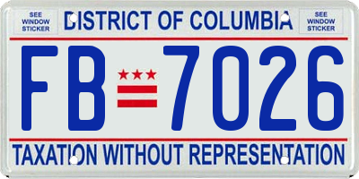 DC license plate FB7026