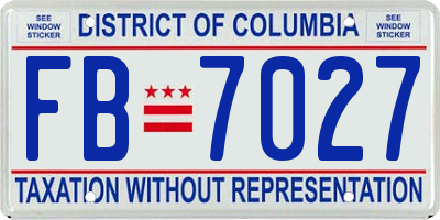 DC license plate FB7027