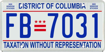 DC license plate FB7031