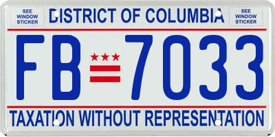 DC license plate FB7033