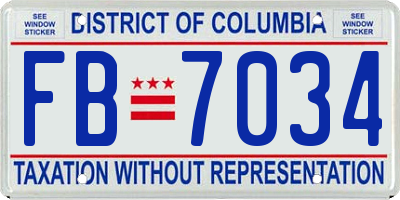 DC license plate FB7034