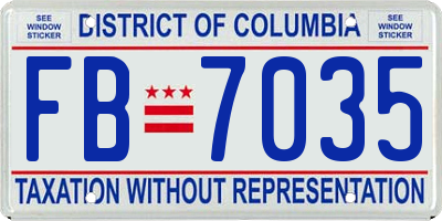 DC license plate FB7035