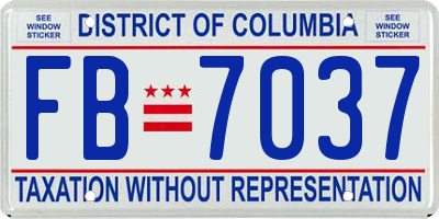 DC license plate FB7037