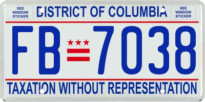 DC license plate FB7038