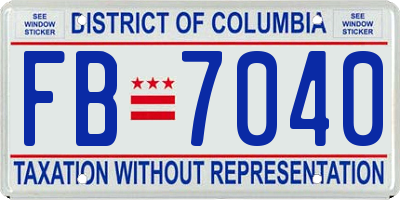 DC license plate FB7040