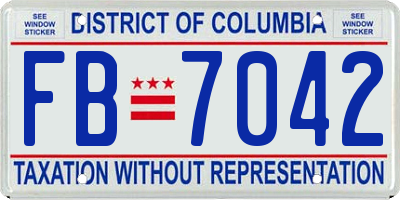 DC license plate FB7042