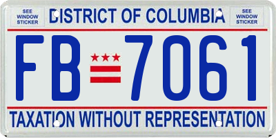 DC license plate FB7061