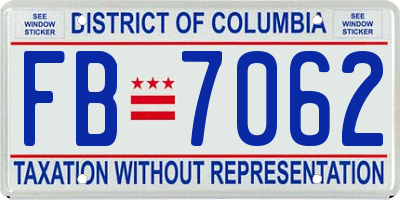 DC license plate FB7062