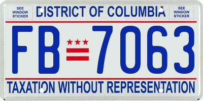 DC license plate FB7063