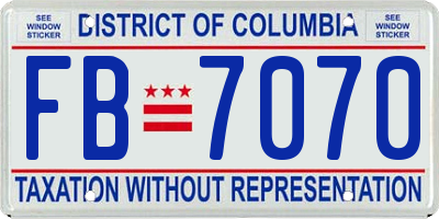 DC license plate FB7070