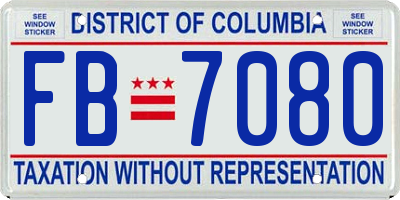 DC license plate FB7080