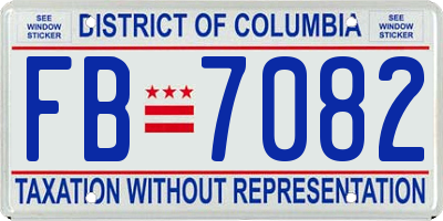 DC license plate FB7082