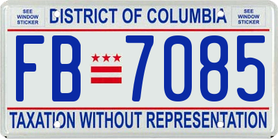 DC license plate FB7085