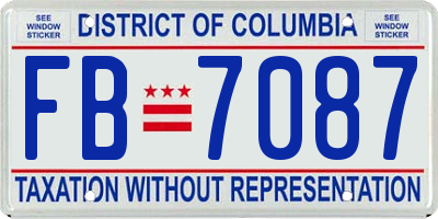 DC license plate FB7087