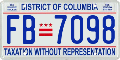 DC license plate FB7098