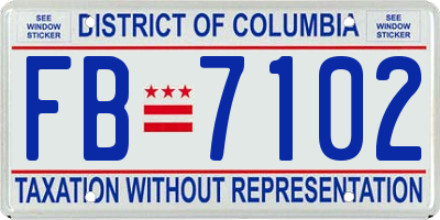 DC license plate FB7102