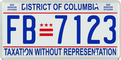 DC license plate FB7123