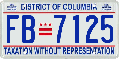 DC license plate FB7125