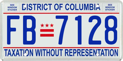 DC license plate FB7128