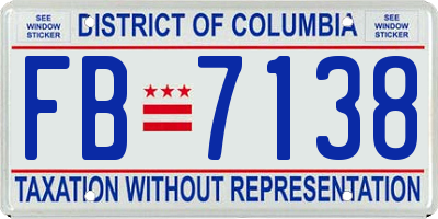 DC license plate FB7138