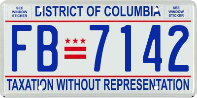 DC license plate FB7142