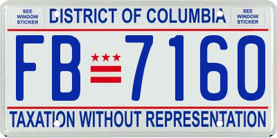 DC license plate FB7160