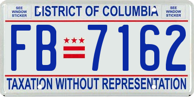 DC license plate FB7162