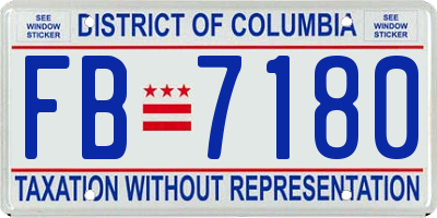 DC license plate FB7180