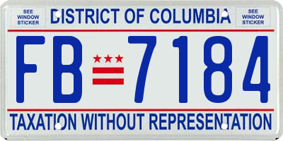 DC license plate FB7184