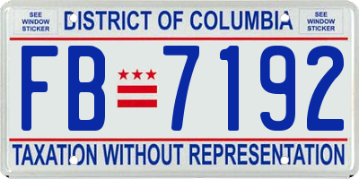 DC license plate FB7192