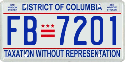 DC license plate FB7201