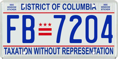 DC license plate FB7204