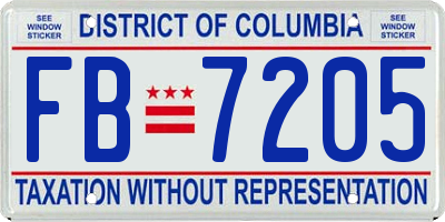 DC license plate FB7205