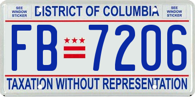 DC license plate FB7206