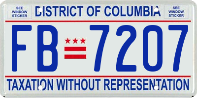 DC license plate FB7207