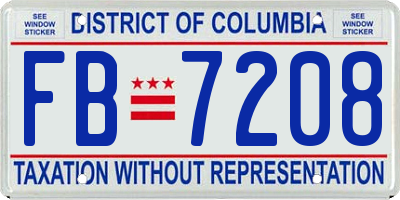 DC license plate FB7208