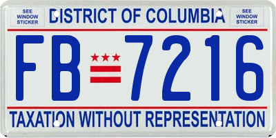 DC license plate FB7216