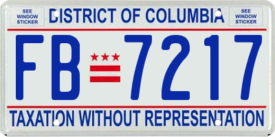 DC license plate FB7217