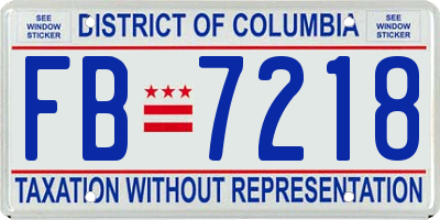 DC license plate FB7218