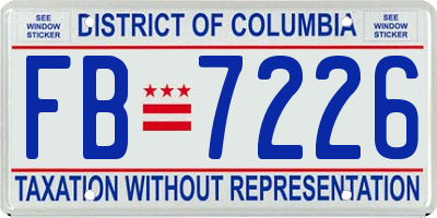 DC license plate FB7226