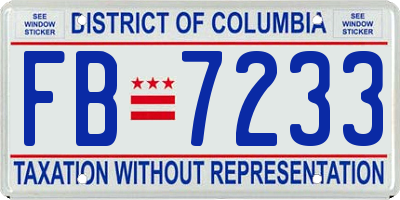 DC license plate FB7233