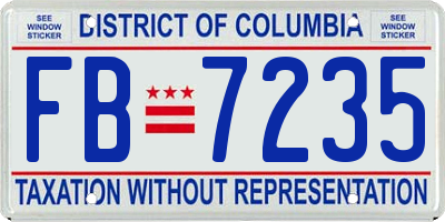 DC license plate FB7235