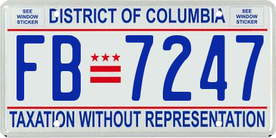 DC license plate FB7247