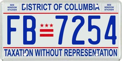 DC license plate FB7254