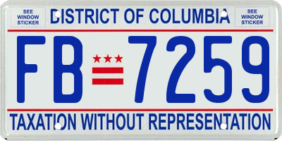 DC license plate FB7259