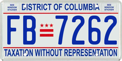 DC license plate FB7262