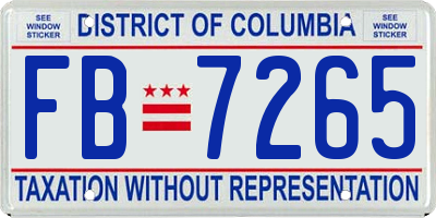 DC license plate FB7265